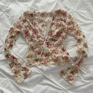 Floral Lace/sheer Women's Top